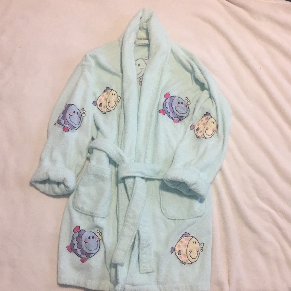 Cute Fish Bathrobe - Aqua 100% Cotton